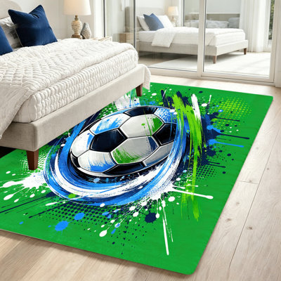 Tapis de ballon de soccer vibrant, décoration intérieure, tapis de sol intérieur antidérapant durable et lavable à la machine pour la vie, la chambre à coucher, les jeux, la salle de jeux, la coupe du monde de soccer