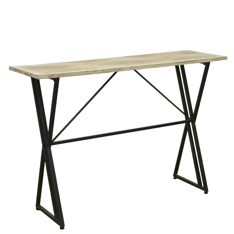 Metal 44 in. Black Geometric Side Table