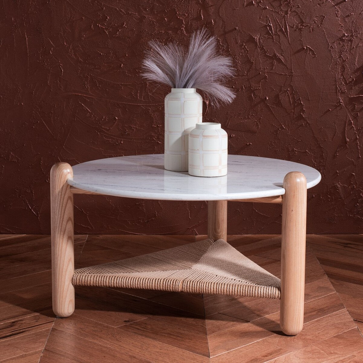 Trish Coffee Table, Natural, Marble White