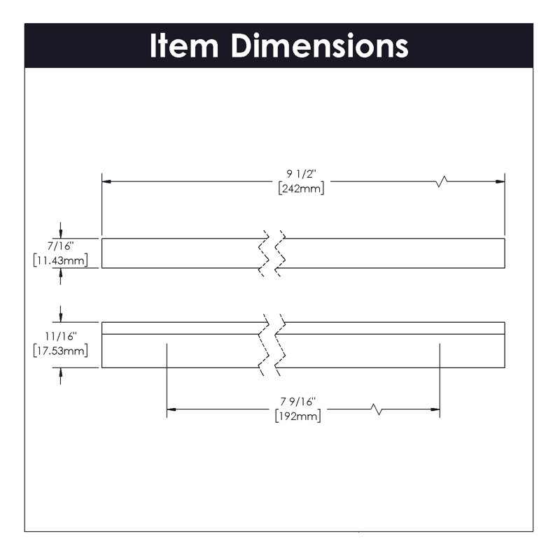 Streamline Collection Rectangular Pull - 7-9/16" Center to Center Cabinet Pull Glossy Nickel - Contemporary Hardware for Drawers & Cabinets