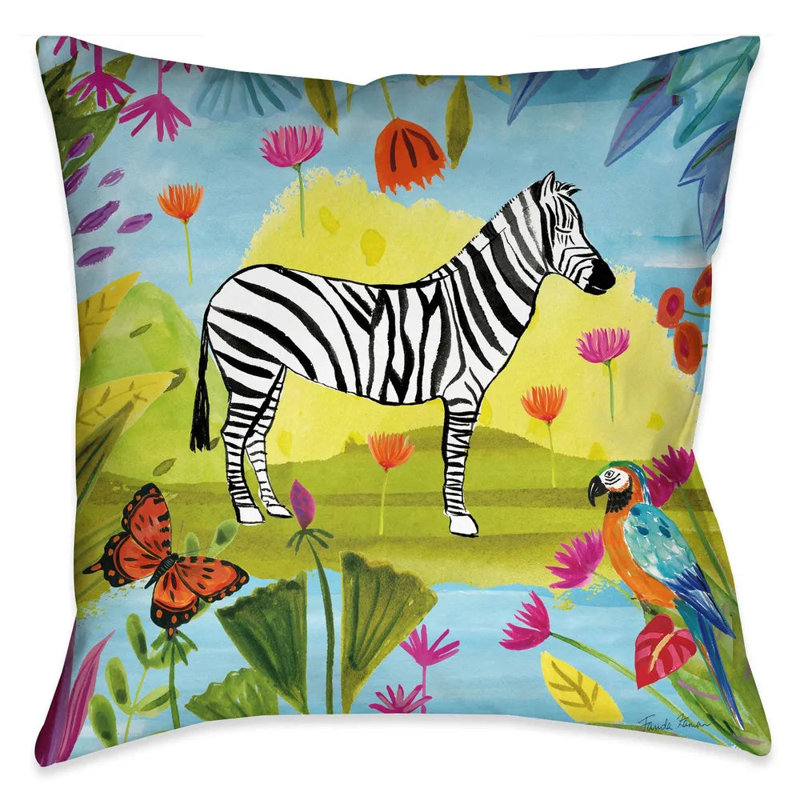 Jungle Zebra Outdoor Decorative Pillow