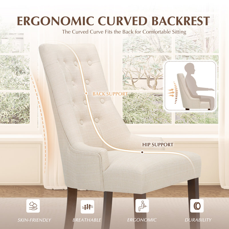 51cm H Tufted Fabric Upholstered Side Chair, Beige