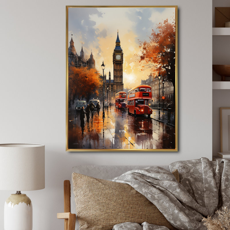 Angleterre, paysage urbain, paysage urbain IV - décoration murale paysages urbains, H 44 po x l 34 po x P 1,5 po