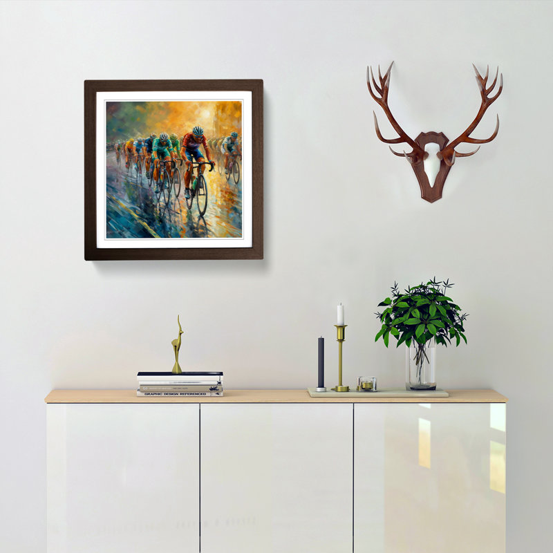 Tour De France Neo-Impressionism - Single Picture Frame Print on Wood, Walnut