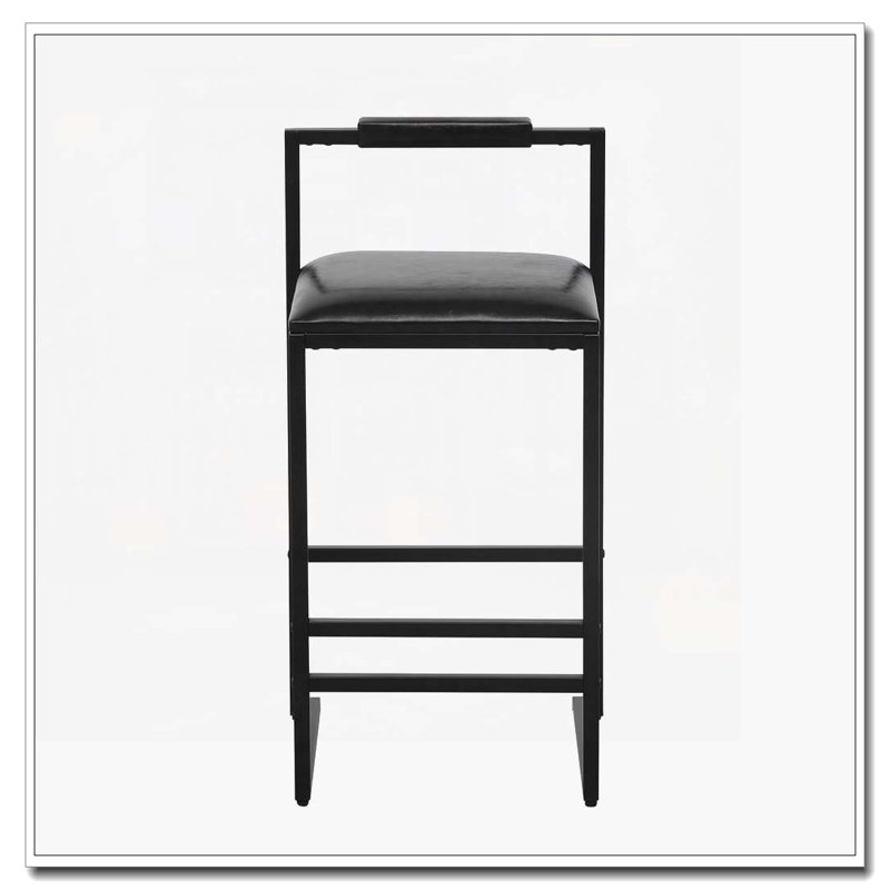 Faux Leather Upholstered Bar Stools Dining Stool with  Legs