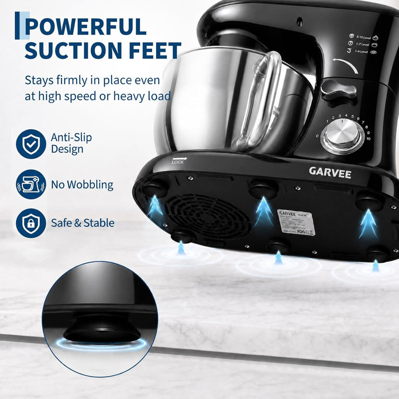 5.3 QT Tilt-Head Stand Mixer, 10-Speed, 500W, Black