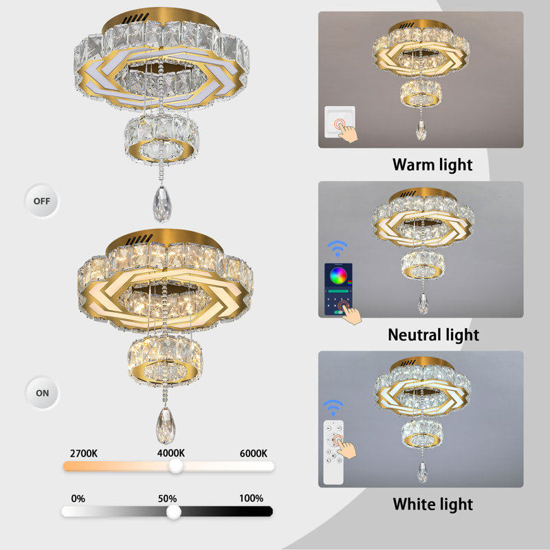 Shanoah 12" Living Room Crystal Mini Chandelier