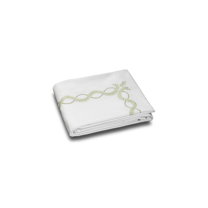 Diana Embroidery By DEA Sateen Duvet Cover, White/Celadon, King Duvet Cover