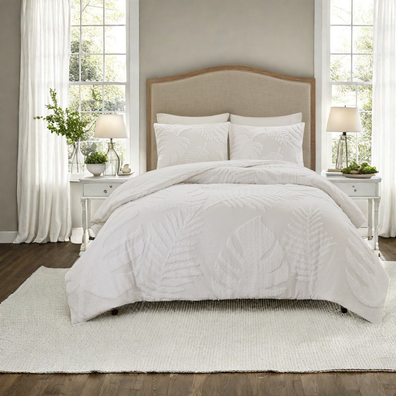 Ensembles de literie en coton de qualité supérieure, conception en palmier chenille de très grande taille pour un décor de chambre à coucher de style plage
