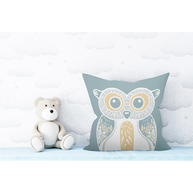 Coussin intérieur Addison Woodland Owl, L 17 po x H 17 po, Émeraude