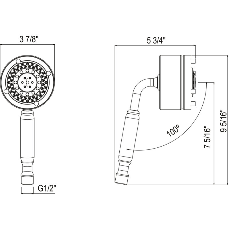 Graceline® Multi Function Handheld Shower Head, Polished Nickel