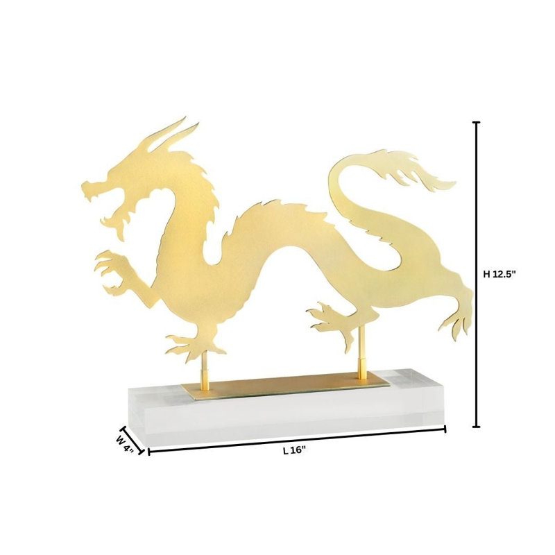 Haku 12.5" H Handmade Animals Figurine / Sculpture, Gold
