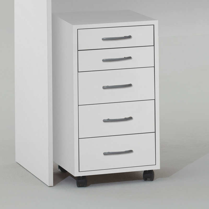 33.2cm Wide 5 -Drawer Mobile File Cabinet, Beech