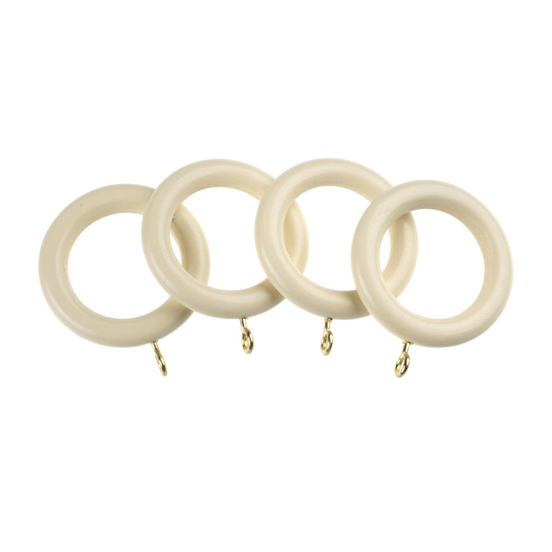Airius Wood 2.8cm Curtain Rings, Cream, 77.8