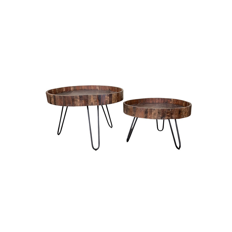 Delaya Solid Wood Top End Table Set