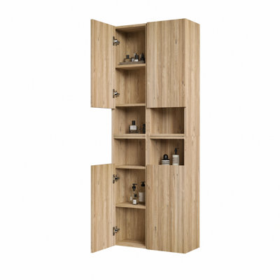 Ensemble d'armoire latérale flottante pour salle de bain 4 pièces, armoire de rangement murale pour petit espace