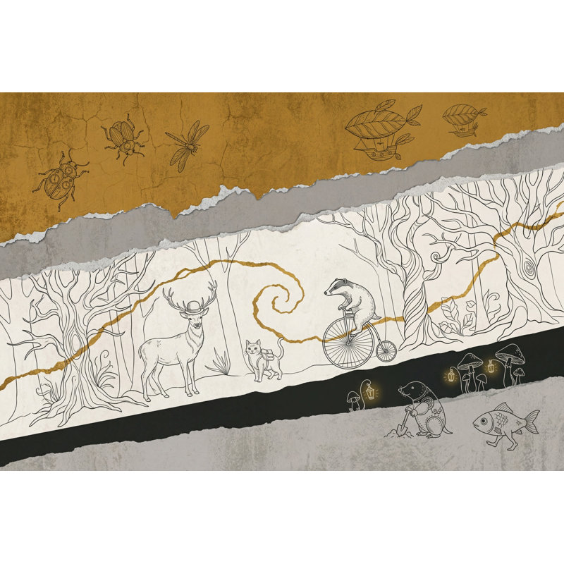Papier peint fantaisiste avec décor de papier peint de paysage de forêt, 200 po x 120 po, Texturé non collé