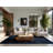 Soft Plush Ferland Halloween Modern & Contemporary Abstract Area Rug in Blue – Navy Binding-1440990649