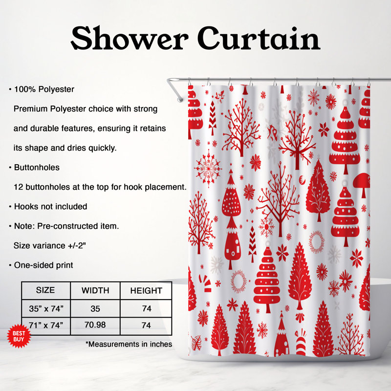 Rideau de douche Classic Yule - Premium, H 74 po x l 71 po