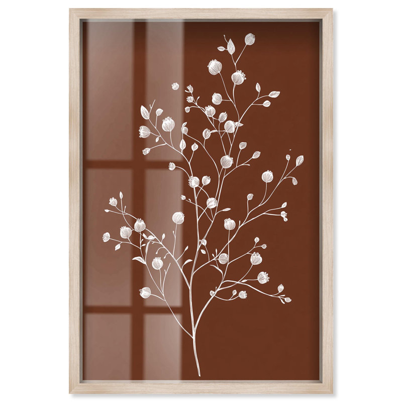 Décoration florale rustique Berry Branch II Shadowbox par Art Remedy, cadre blond, 36 x 54, H 55 po x l 37 po, Cadre blond