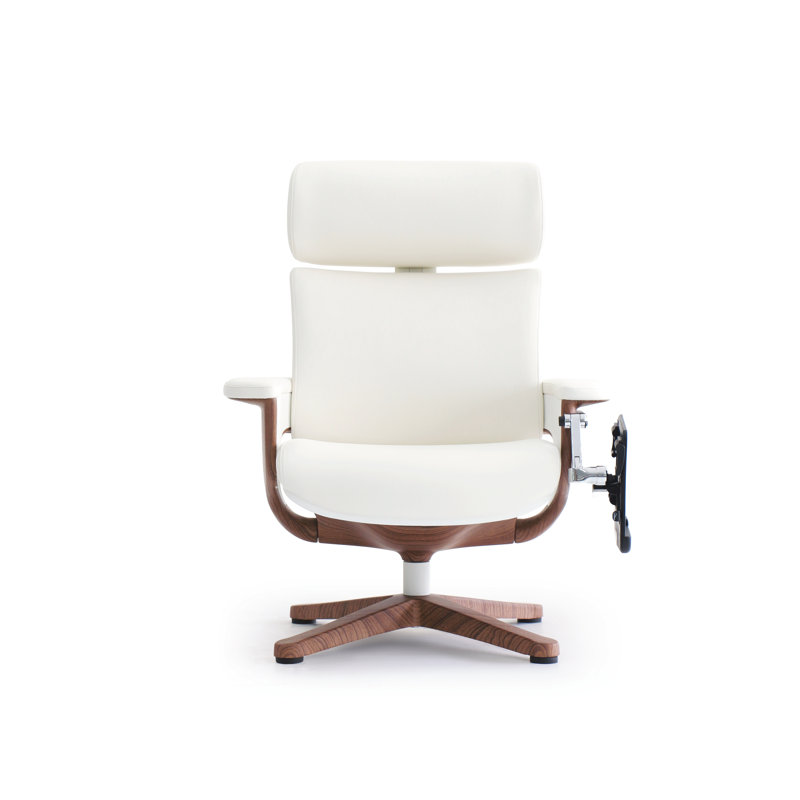Nuvem Leather Executive Chair with Headrest, White