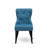 9 Piece Dining Table Set Includes a Rectangle Dining Room Table with Butterfly Leaf and 8 Blue Linen Fabric Upholstered Chairs, Black-396257629-396257630