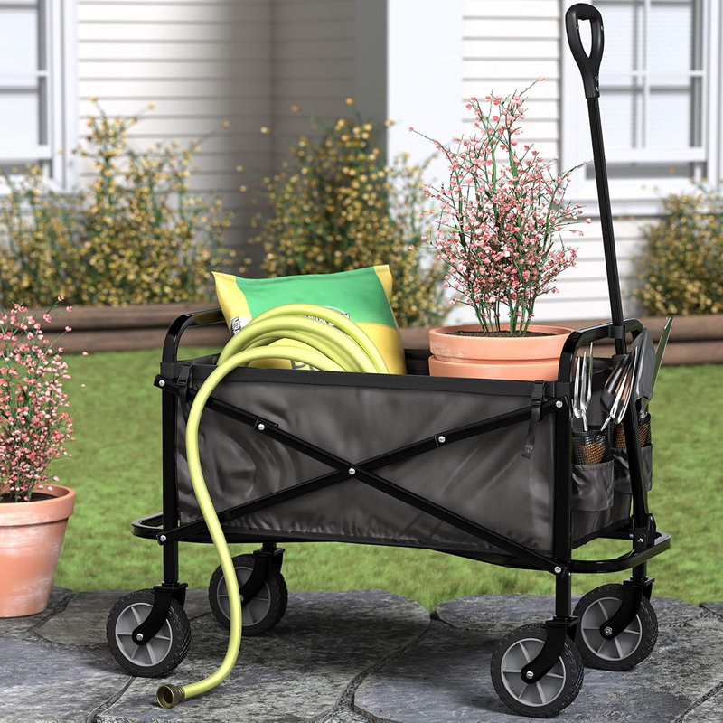 Wagon pliant pliant pour le jardin, Noir