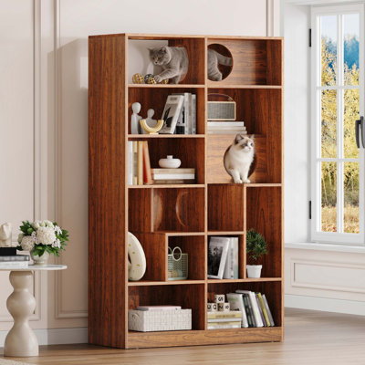 Bibliothèque pour chat moderne 2 en 1, étagère à chat avec rangement, boîte à litière pour chat