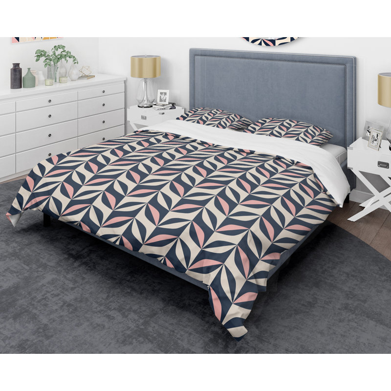  Ensemble de housse de couette rétro Botanical II Mid-Century, Housse simple + 1 taie décorative