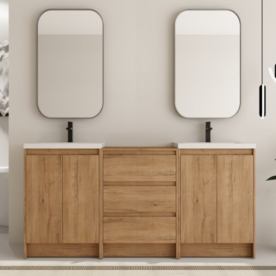 Bellmead 72'' Free-standing Double Bathroom Vanity Set with Resin Vanity Top