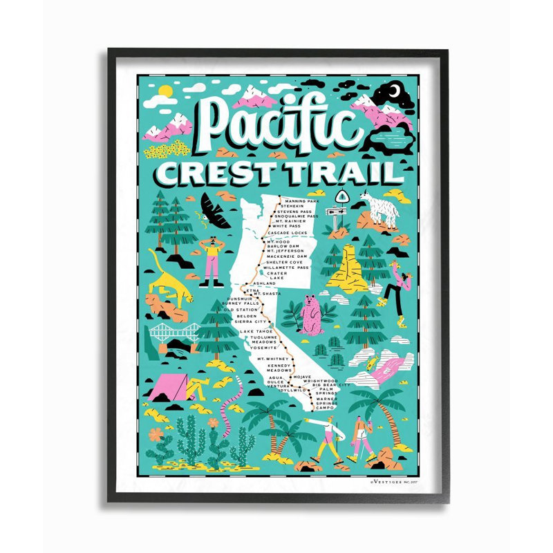 «Pacific Crest Trail», H 30 po x l 24 po, Giclée encadrée noir minuit
