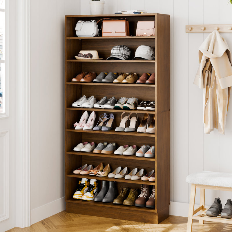 40 Pair Shoe Cabinet with Adjustable Shelves, Brown