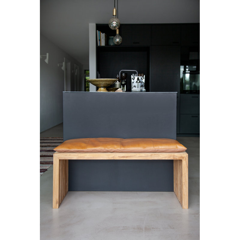 Riback Solid Wood Bench, Brown, 43cm H x 104cm W x 35cm D