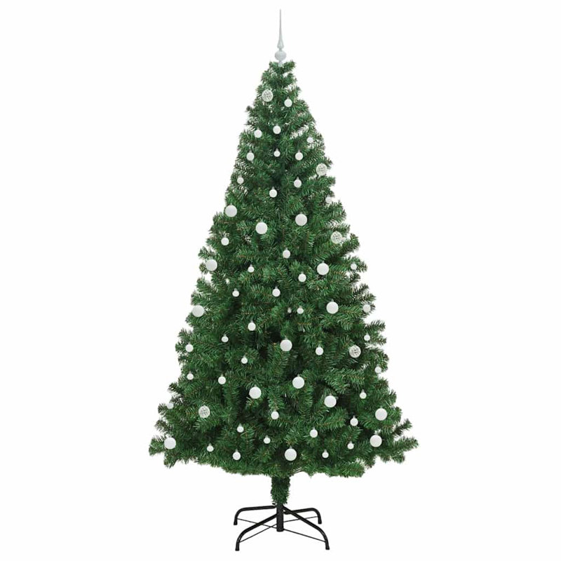 vidaXL Artificial Christmas Tree with 300 LEDs with Stand Green, 7.87 ft
