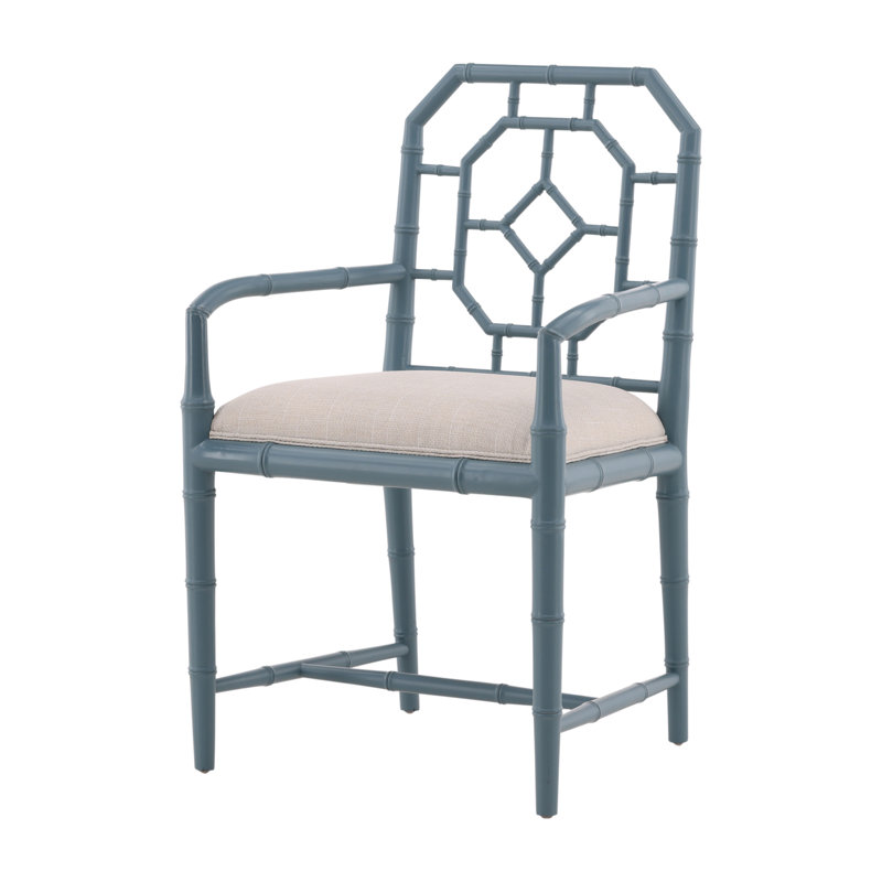 Furniture Classics Light Blue Mahogany Bamboo Arm Chair