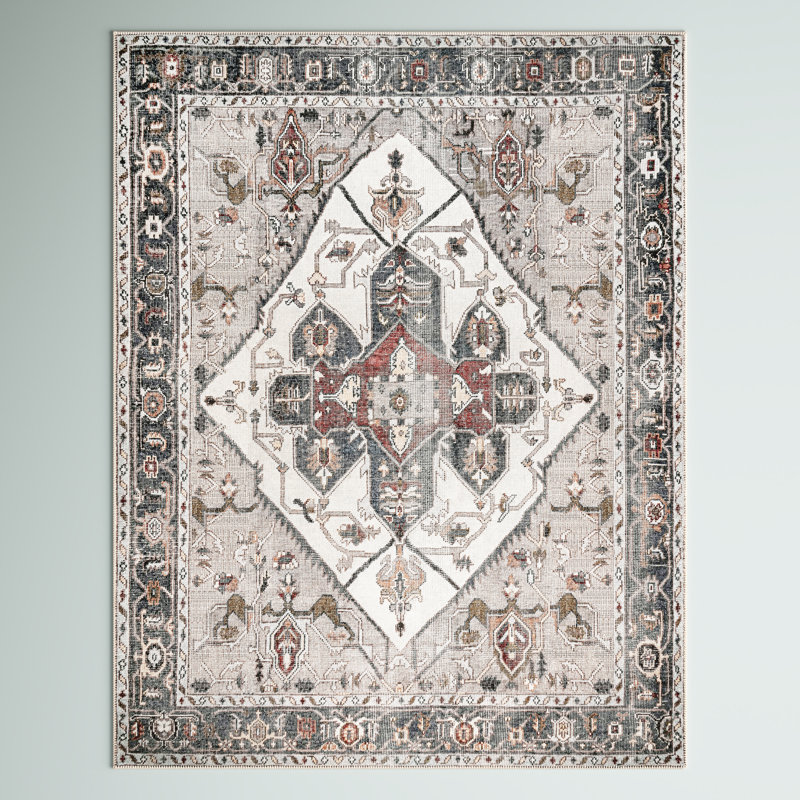 Mali SpinClean Machine Washable Traditional Medallion Area Rug, Rectangle 4' x 6'