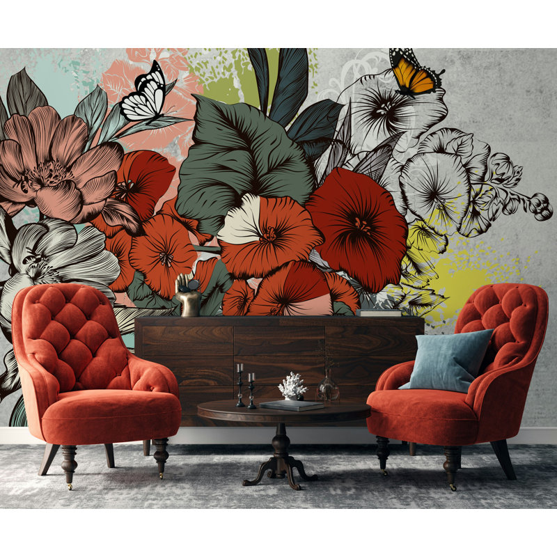 Papier peint amovible Botanic Exotic Floral, L 35,04 po x l 55 po