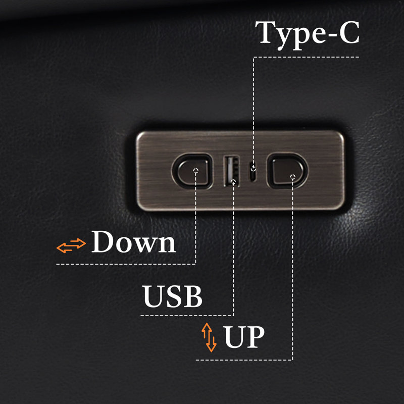 Ensemble de salon inclinable électrique en cuir 2 pièces Madeira, L 63,5 po x L 84 po