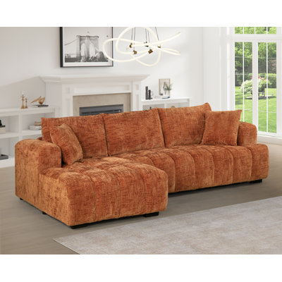 109" Channel Tufted Upholstered L-Shape Sectional Sofa Chaise