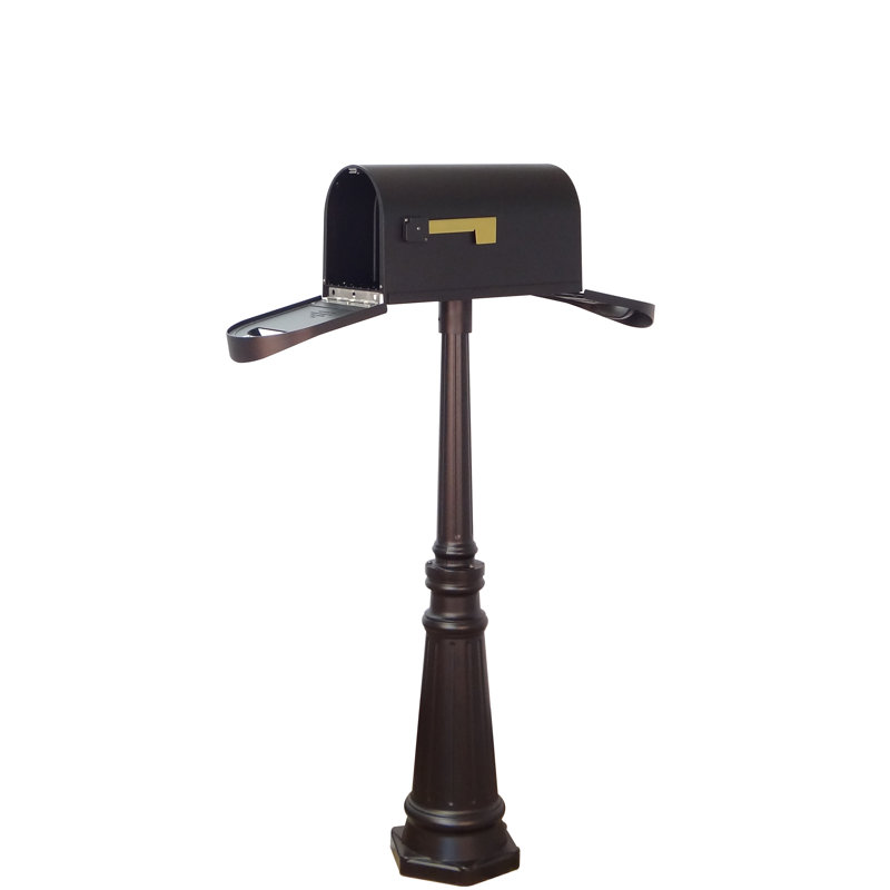 Classic Aluminum Post Mounted Mailbox with Magnetic Closure