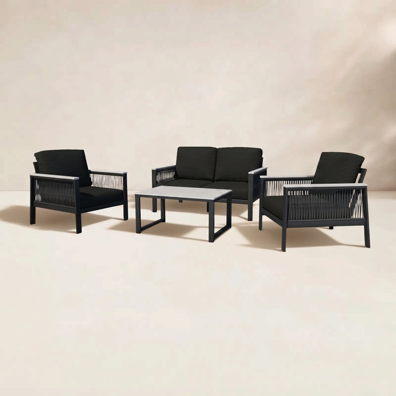 Townsend - Person Patio Conversation Set, Canvas Black Sunbrella® Canvas