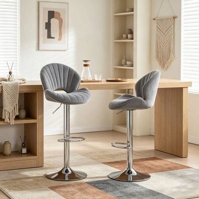 Adjustable Barstools Set with Back and Footrest