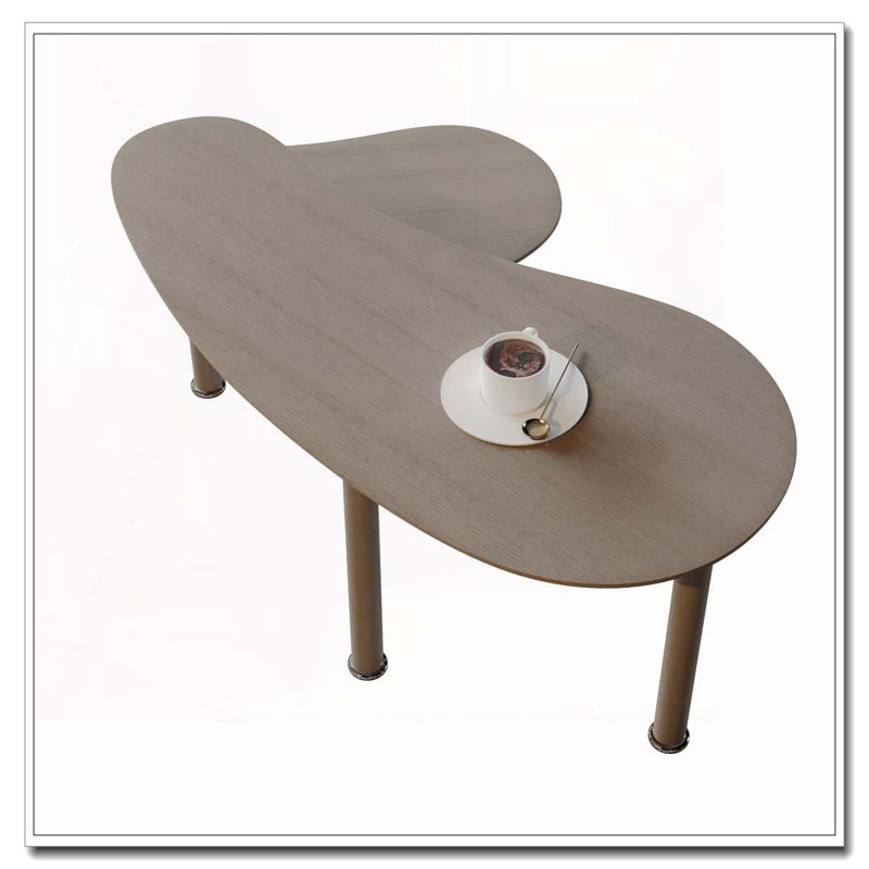 Table basse rotative avec pieds en bois d'hévéa massif, Marron foncé, Marron foncé