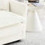 2 places et chaise, tissu chenille blanc, structure en bois massif robuste, éponge, espace de vie relaxant, matériaux de qualité, expérience d'assise