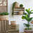 Set of 2 6.5x6.5x6" Brown Cement Planter with Woven Tassel Accent