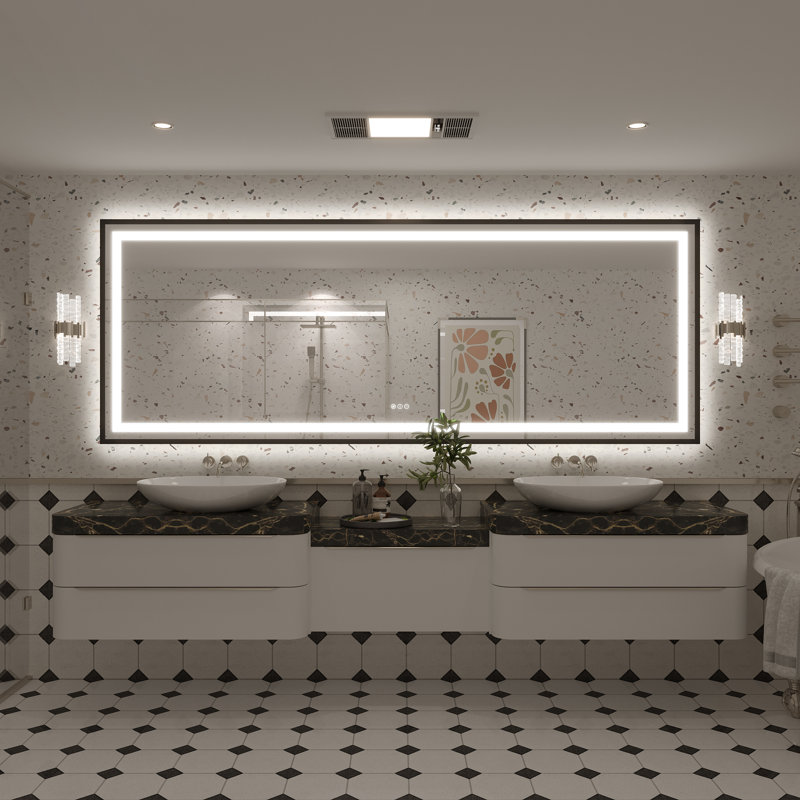 Miroir de salle de bain Molly Framelss, 96 po x 36 po, Noir