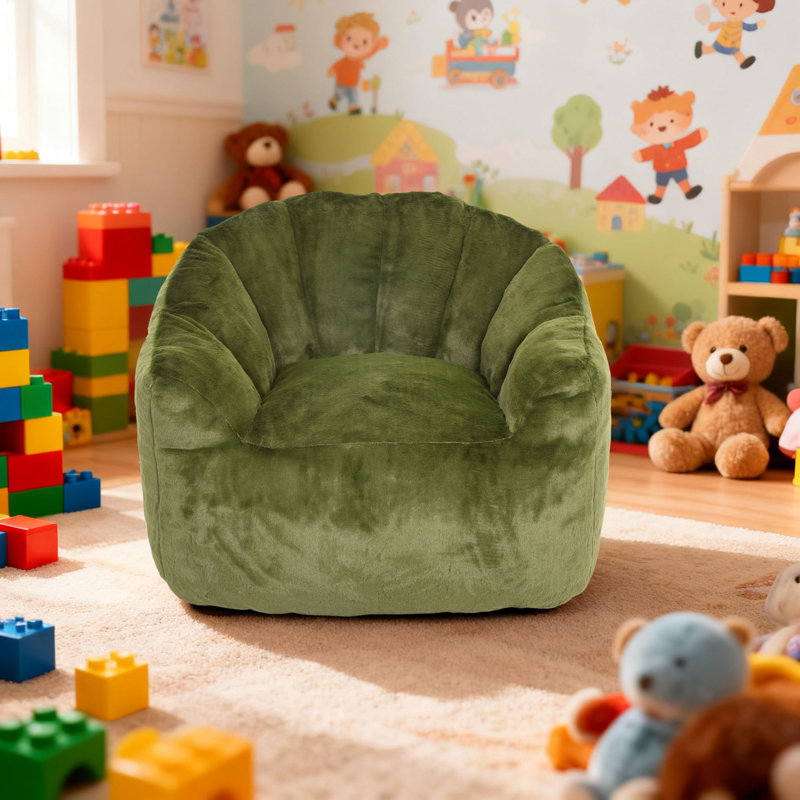 Fauteuil à billes Comfy, Imitation fourrure verte