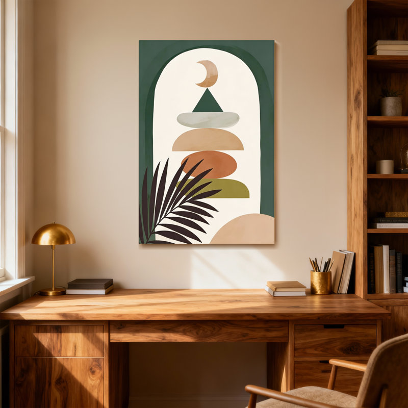 Abstract Abstract Geometric Shapes With Palm Leaf