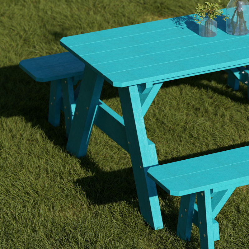 Table de pique-nique 72 po avec bancs détachés Heritage, Bleu Aruba