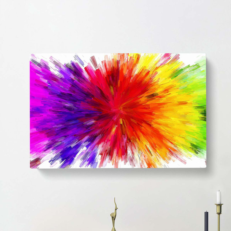 Rainbow Explosion In Abstract - Wrapped Canvas Print, 35cm H x 50cm W x 3cm D